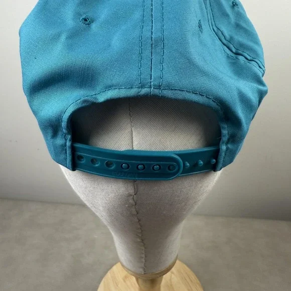 F Shield Logo Hat Cap Snap Back One Size Teal Blue Rope Foam Front Retro Mens - Picture 8 of 9